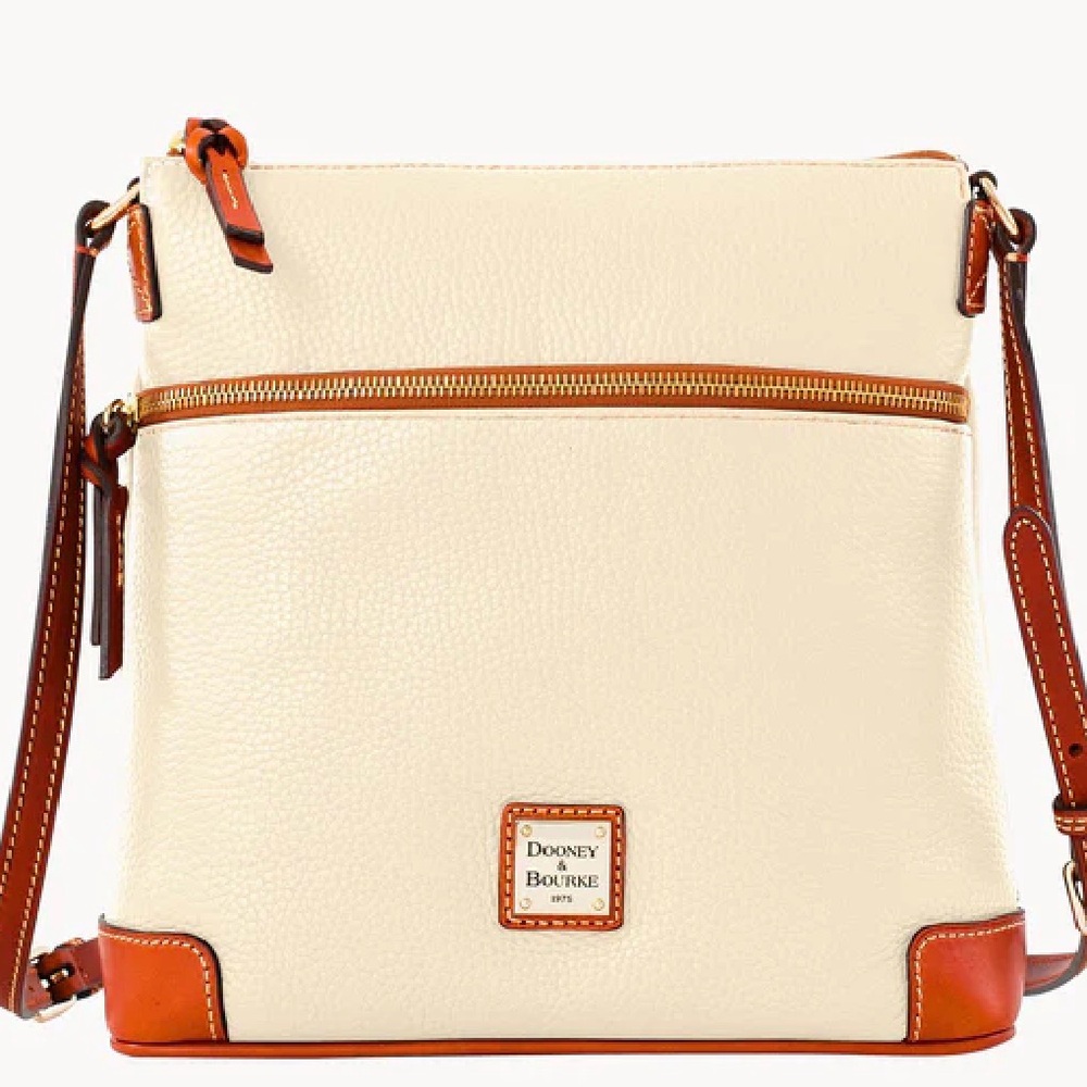 Dooney & Bourke White Cream Pebble Grain Leather Crossbody Purse Bag